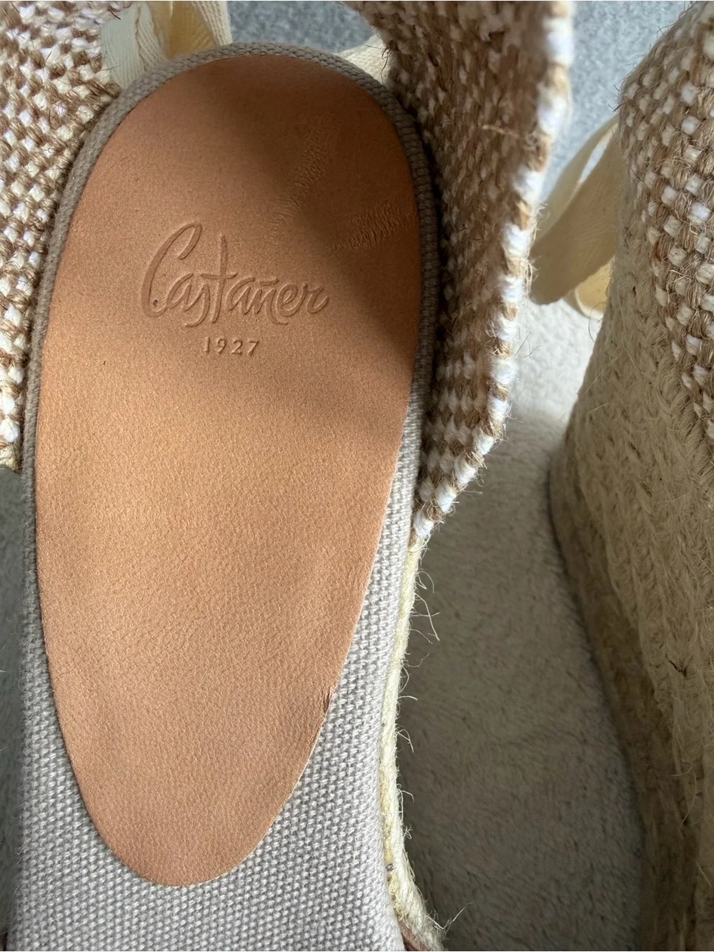 Castaner Espadrille Wedges Sandals s38 Women’s Ivory Lace Up Ankle Ties